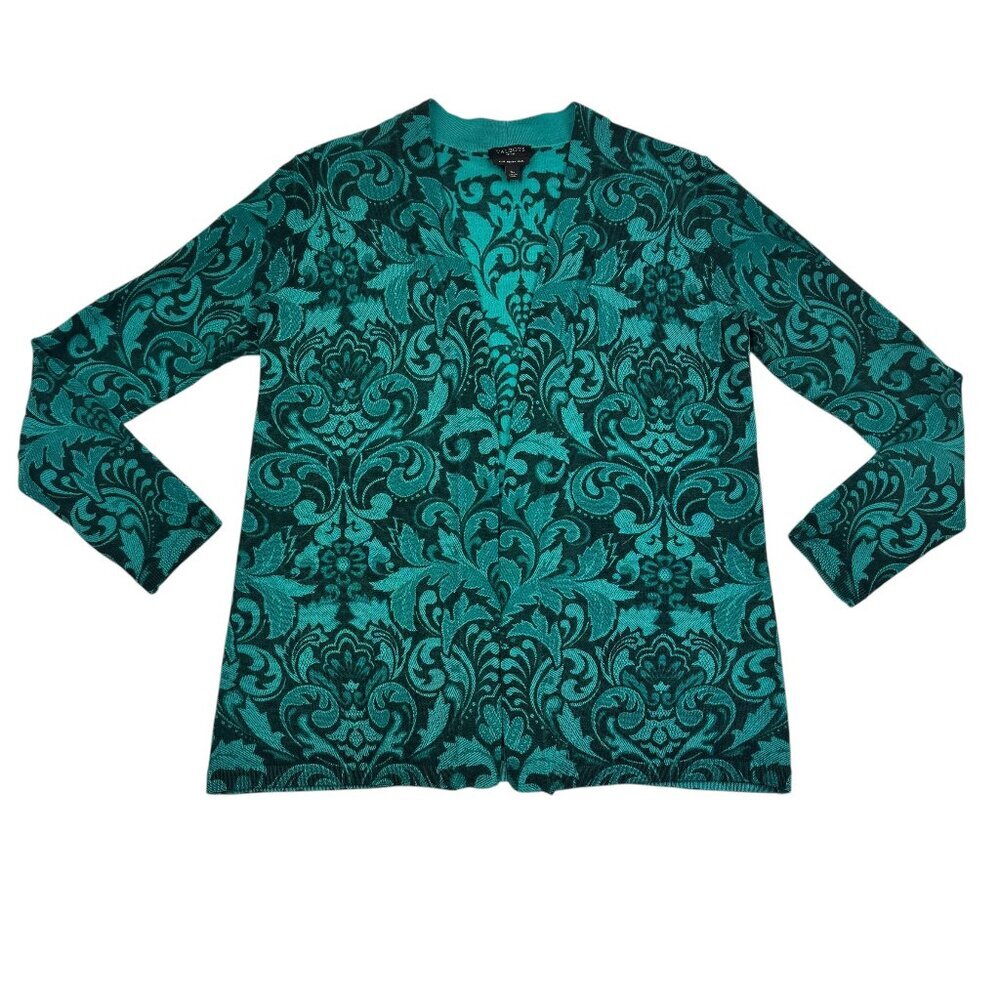 Talbots Pure Merino Wool Floral/Paisley Open Front Cardigan Women's Size SP